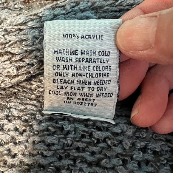 Cascade Blues Long Line Long Sleeved Blue & Black Open Knit Cardigan M - Picture 9 of 12